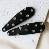 Hair Pin Black Silver Studs