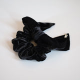Big Ribbon Black Velor Scrunchie 