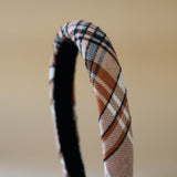 Slender Headband Pale Beige Check No Studs