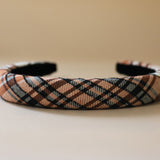 Slender Headband Pale Beige Check No Studs