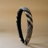 Slender Headband Black Red Check No Studs