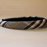 Slender Headband Black Red Check No Studs