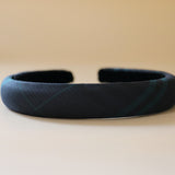 Slender Headband Black Green Check No Studs