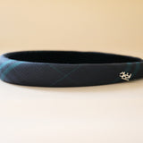 Slender Headband Black Green Check No Studs