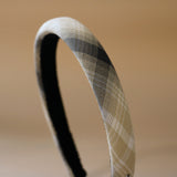 Slender Headband White Beige Check No Studs