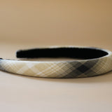 Slender Headband White Beige Check No Studs