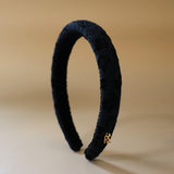 Slender Headband Black Flower No Studs