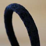 Slender Headband Black Flower No Studs