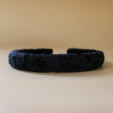 Slender Headband Black Flower No Studs