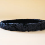 Slender Headband Black Flower No Studs