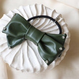 Green PU Leather Ribbon Pony