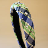 OG Headband Blue Green Check