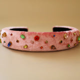 OG Headband Velor Pink Studs