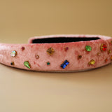 OG Headband Velor Pink Studs