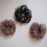 Black Tulle Camo Double Scrunchie