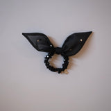 Black White Sheer Dot Ribbon Pony