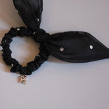 Black White Sheer Dot Ribbon Pony