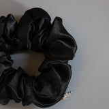 Black Silky Satin Mini Scrunchie