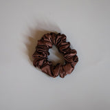 Brown Silky Satin Mini Scrunchie