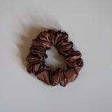 Brown Silky Satin Mini Scrunchie