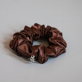 Brown Silky Satin Mini Scrunchie