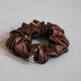 Brown Silky Satin Mini Scrunchie