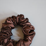 Brown Silky Satin Mini Scrunchie