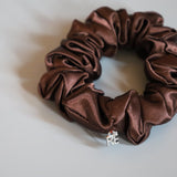 Brown Silky Satin Mini Scrunchie