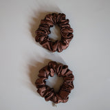 Brown Silky Satin Mini Scrunchie