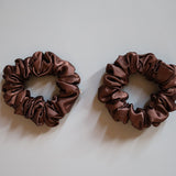 Brown Silky Satin Mini Scrunchie