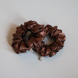 Brown Silky Satin Mini Scrunchie