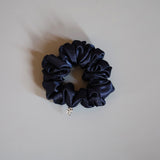 Navy Silky Satin Mini Scrunchie