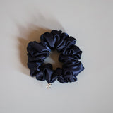 Navy Silky Satin Mini Scrunchie