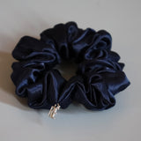 Navy Silky Satin Mini Scrunchie