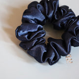 Navy Silky Satin Mini Scrunchie