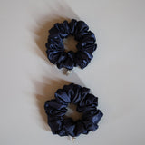Navy Silky Satin Mini Scrunchie