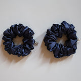 Navy Silky Satin Mini Scrunchie