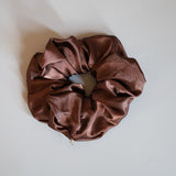 Brown Silky Satin Scrunchie