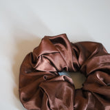 Brown Silky Satin Scrunchie