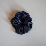 Navy Silky Satin Scrunchie