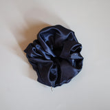 Navy Silky Satin Scrunchie