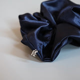 Navy Silky Satin Scrunchie
