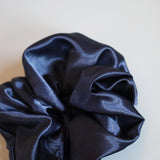 Navy Silky Satin Scrunchie