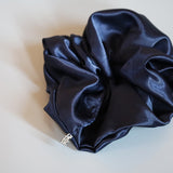 Navy Silky Satin Scrunchie