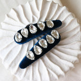 Navy Velor Silver Hair Pin