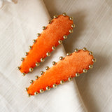 Orange Velor Studs Hair Pin