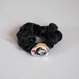 Silver Beans Black Mini Scrunchie
