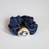Silver Beans Navy Mini Scrunchie