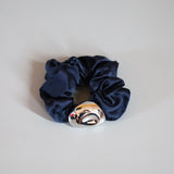 Silver Beans Navy Mini Scrunchie