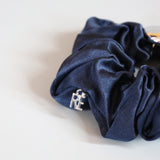Silver Beans Navy Mini Scrunchie